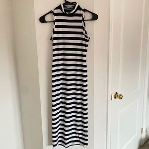 Black and White Mock Neck Dress